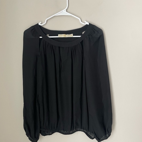 Ramy Brook Black Silk Blouse with Pleated Relaxed Style - Picture 1 of 8
